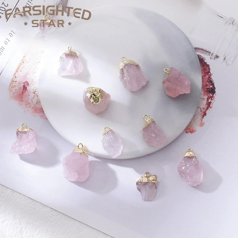 

Farsighte Star Hot Selling Natural Quartz Raw Amethyst Pendant Irregular For Jewelry Making Earrings Necklace DIY Accessories