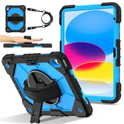 Custodia protettiva universale rotante a 360 gradi per tablet con tracolla e maniglia - Copertura ibrida a 3 strati, 11 pollici