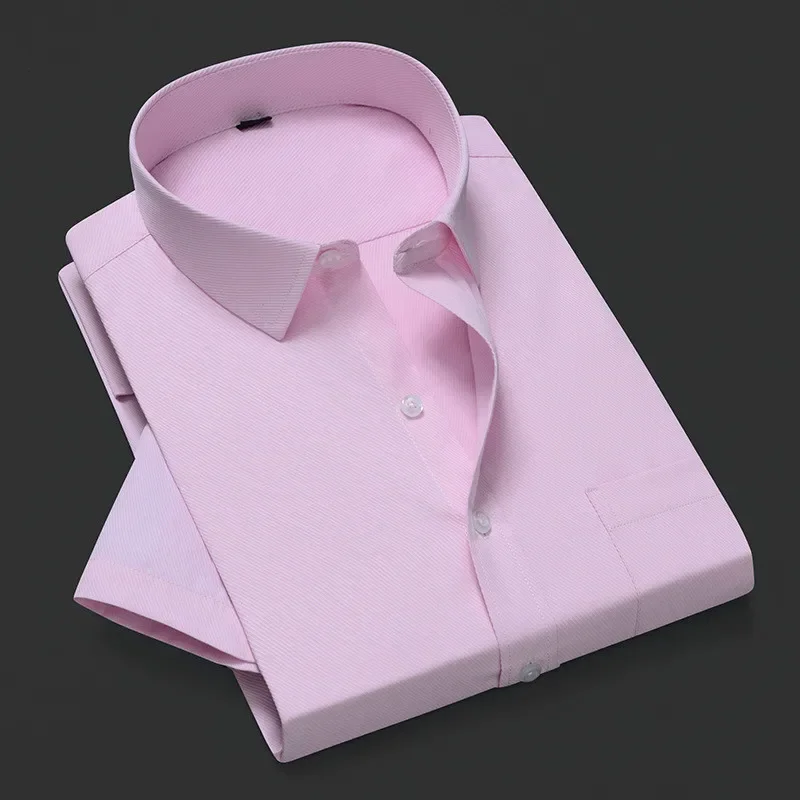 Men Shirt Short Sleeve Slim Fit Formal Social