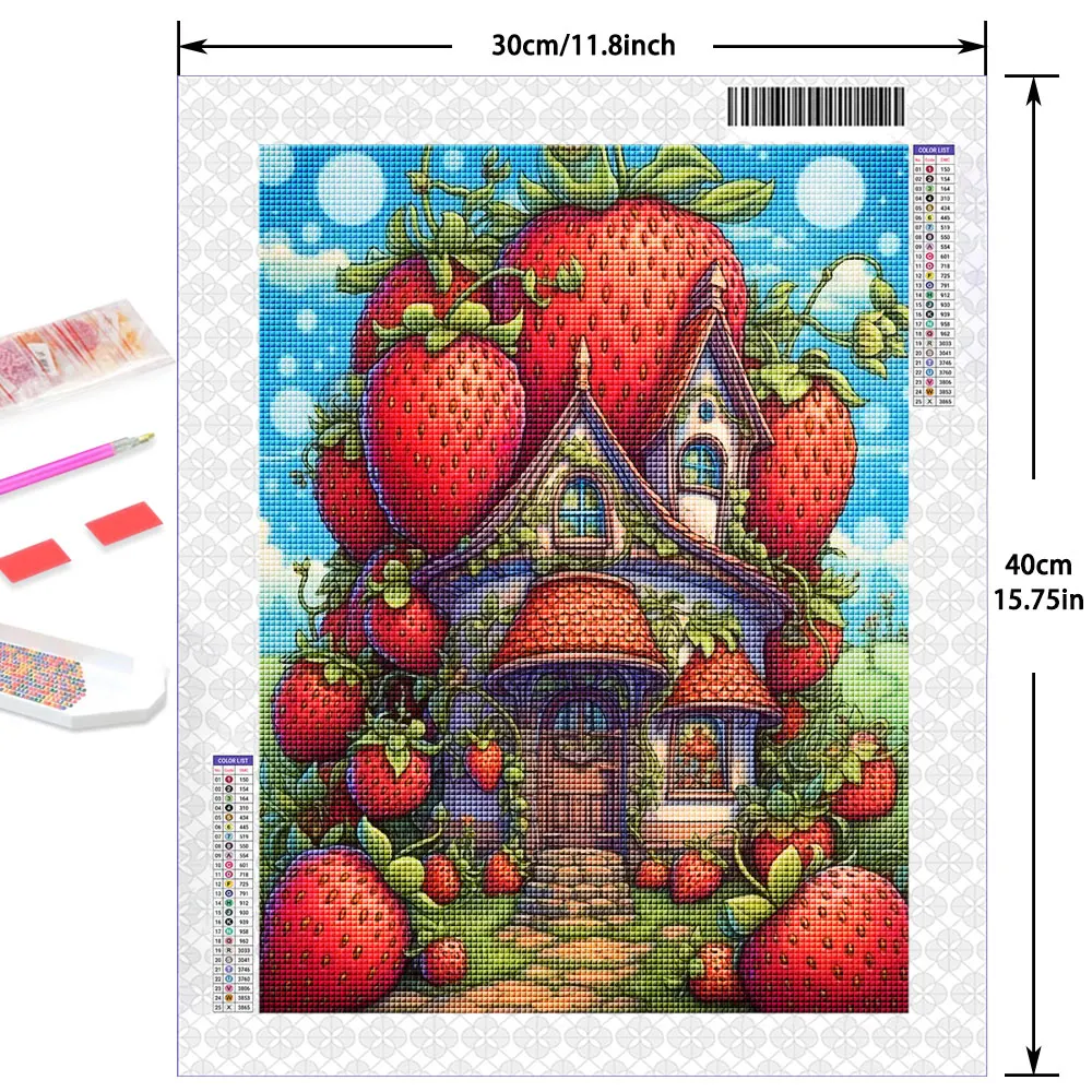New Diy Diamond Painting Strawberry Houses Diamond Embroidery Building Landscape Mosaic Cross Stitch Kits Home Decoration