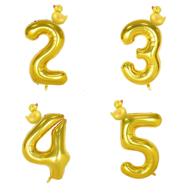 2er-Set Mini-Enten-Folienballons, goldene 40-Zoll-Zahlenballons 0-9, Geburtstagsparty-Deko, Babyparty-Luftballons, Geschenke