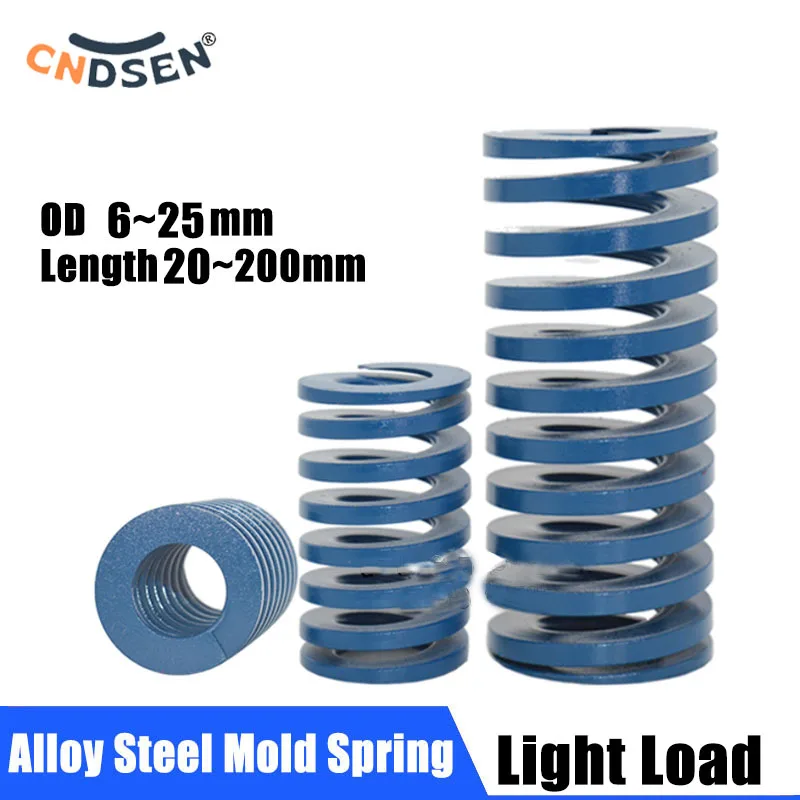 

1Pc Blue Light Load Die Mold Springs TL Alloy Steel Spiral Stamping Compression Die Spring OD6~25mm Length 20~200mm