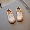 Girls Leather Shoes for Party Wedding Slip-on Simple Solid Black Kids UK Uniform School Shoes Children Loafers 2023 Four Season 6