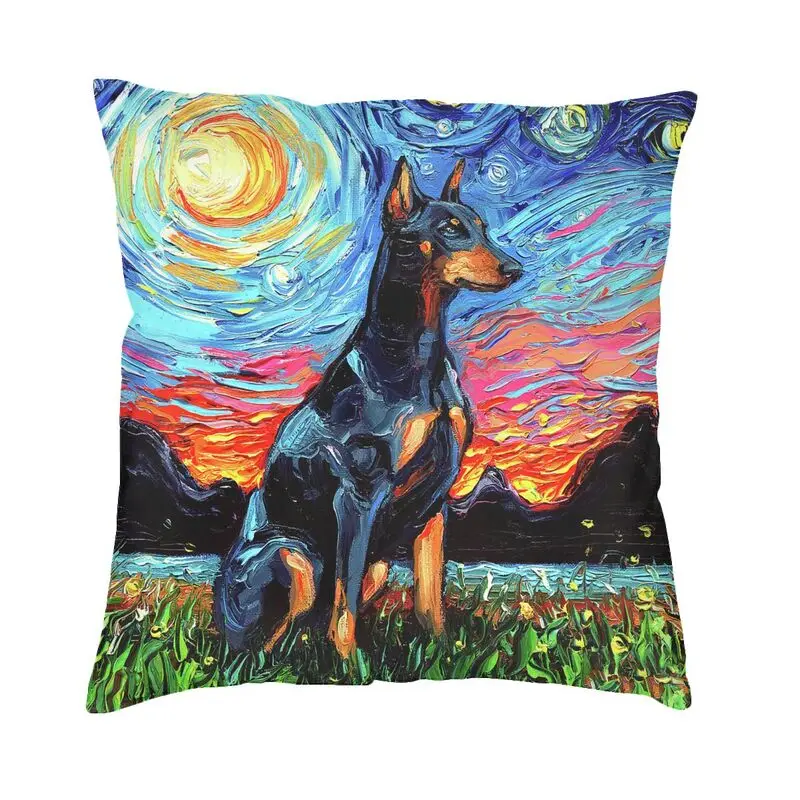

Квадратная декоративная подушка Doberman с изображением звездной ночи в стиле поп-арт, чехол для домашних животных, собаки, чехол для гостиной, дивана, подушки