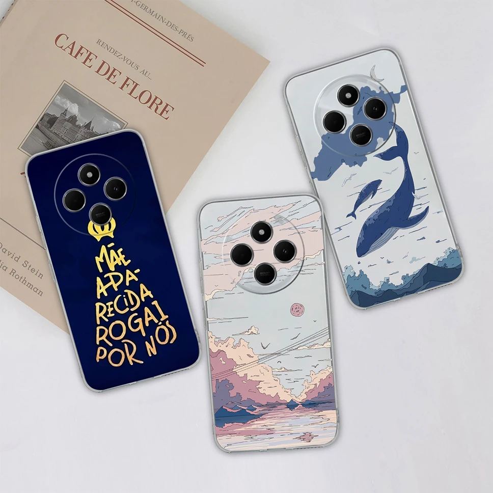 Cute Healing Pattern Clear Soft TPU Silicone Shockproof Phone Case