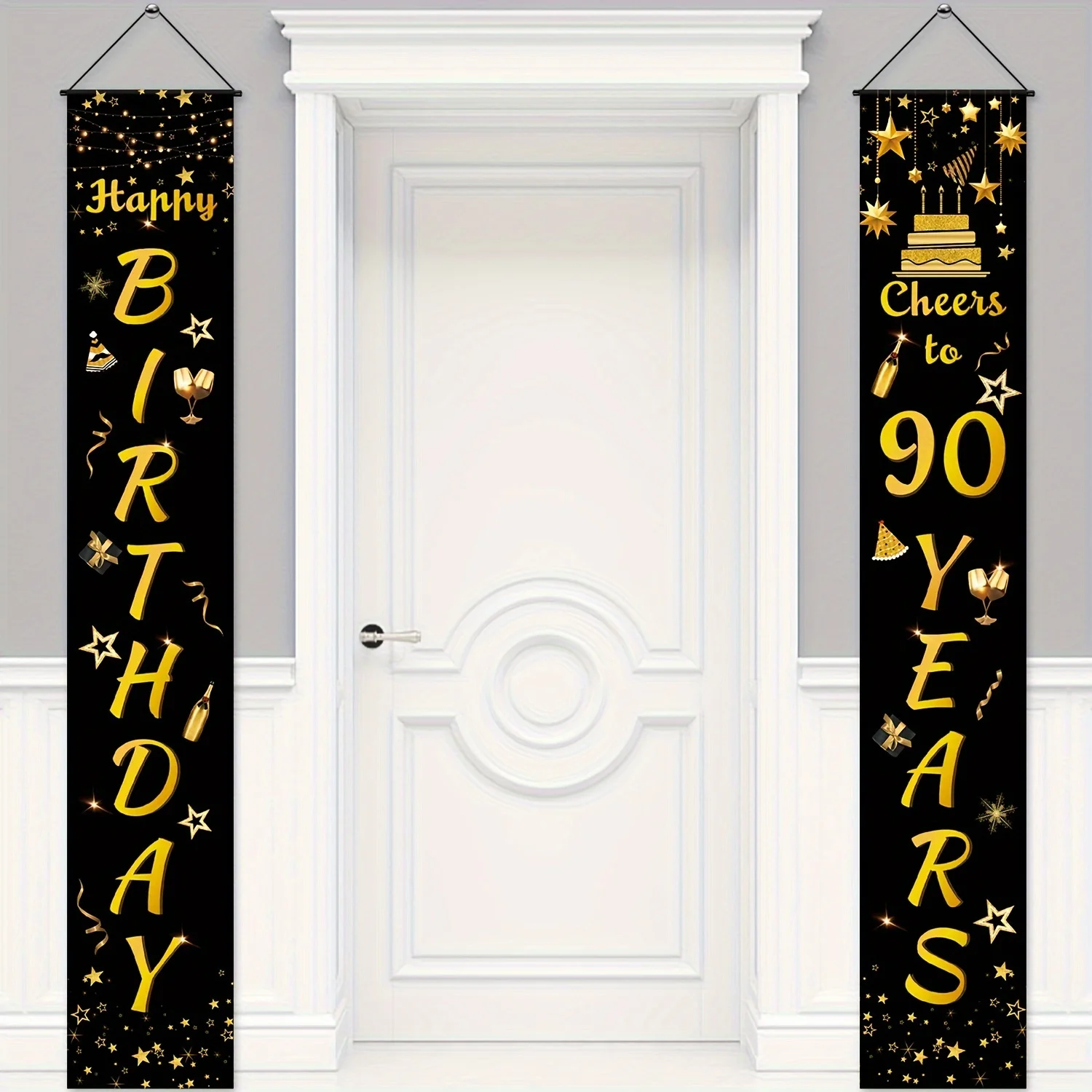 Party-Banner zum 90. Geburtstag – Schwarzes Veranda-Logo für Gartenfeiern im Freien