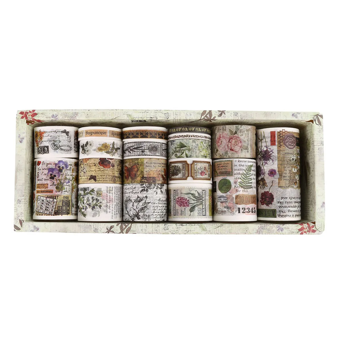 Retro Washi Tape Set - 18 Rolls for DIY Crafts and Gift Wrapping Decoration