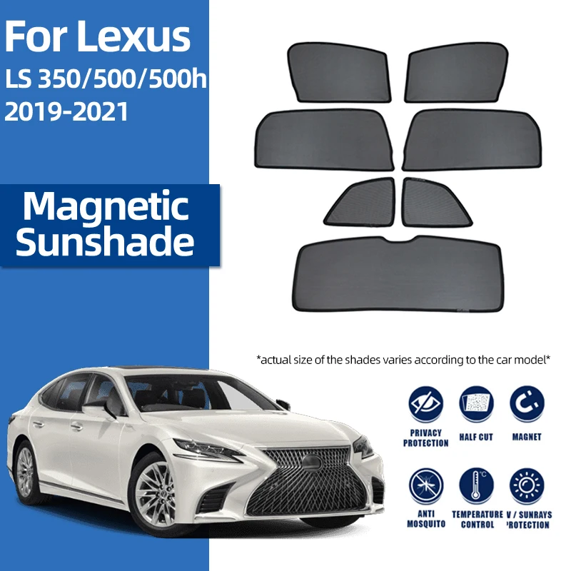 

For Lexus LS 2017-2021 350 500 LS350 LS500H Rear Side Window Sun Shades Magnetic Car Sunshade Front Windshield Frame Curtain