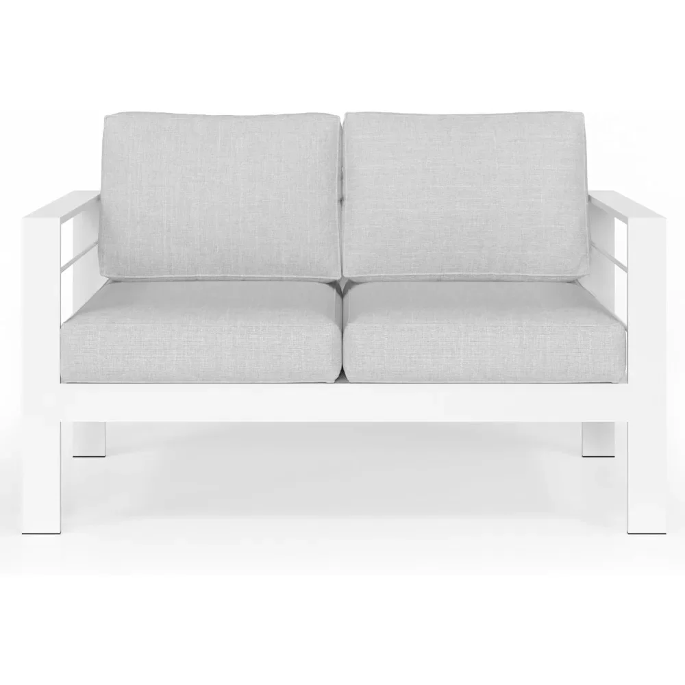 Outdoor Patio Sofa, All-Weather Metal Outdoors Couch with Cushions, Outdoor Loveseat Aluminum Patio Furniture Sofa 2