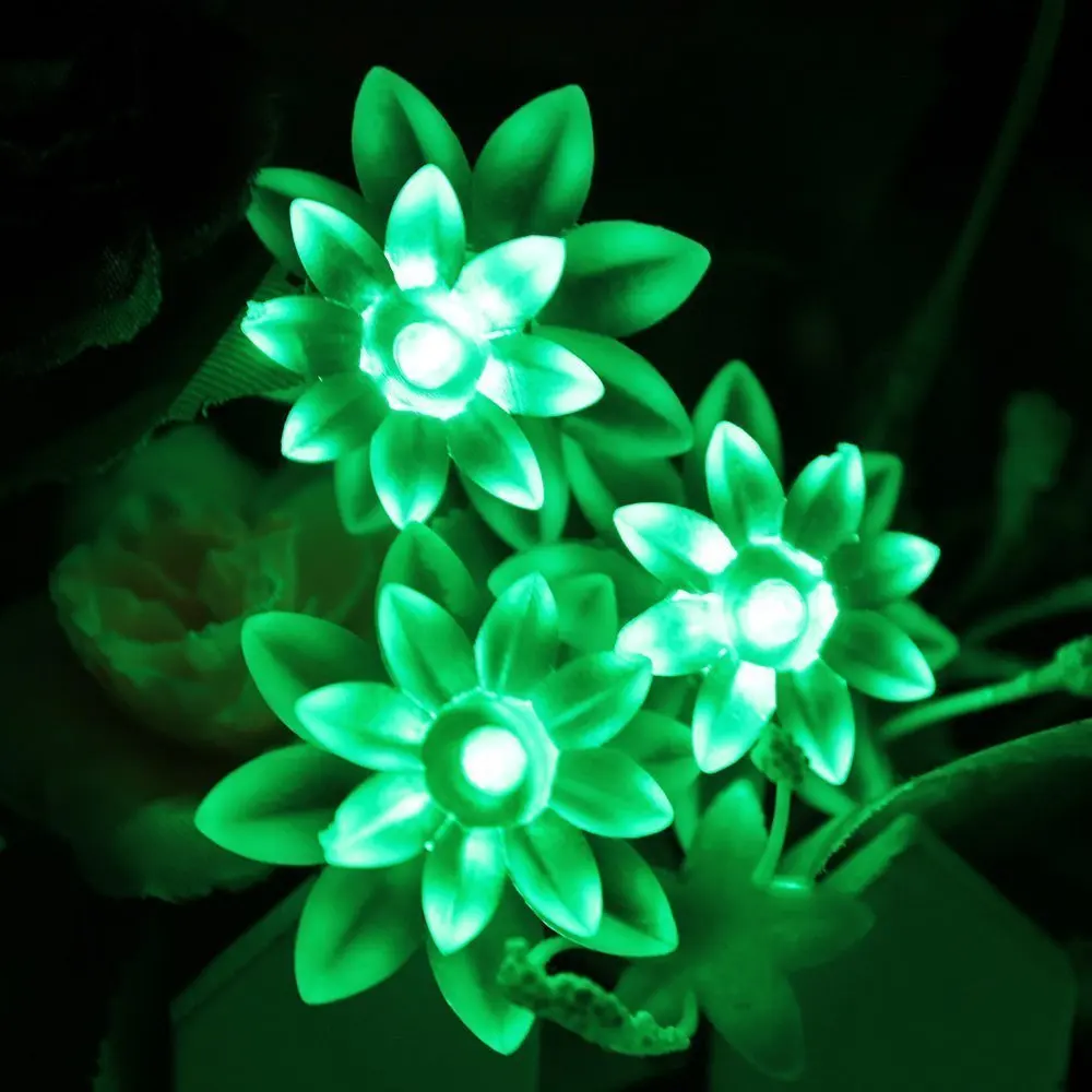 Solar Lotus Flower String Lights - Double Layer Cherry Blossom Fairy Lights