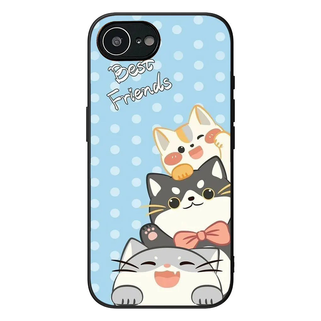 Cute Dog and Cat Cartoon Soft Phone Cover – Durable and Stylish Paw Design Case