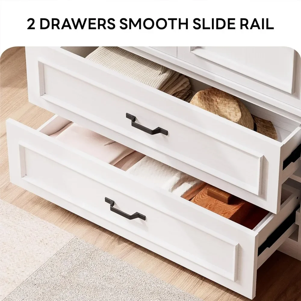 NEW-Armoire Wardrobe Closet with 2 Doors and 2 Drawers 70" H x 36" W Wooden Bedroom Freestanding Wardrobe Combination for Hangin