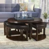 Coffee Table Set, Round Tables with 4 Upholstered Nesting Stools, Space-Saving Design, 5-Piece Coffee Table Set 5