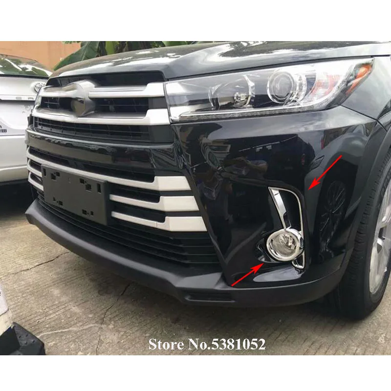 

For Toyota Highlander 2018 2019 Accessories Chrome Front Fog Light Lamp Cover Frame Trim Cover Car Styling Accessories
