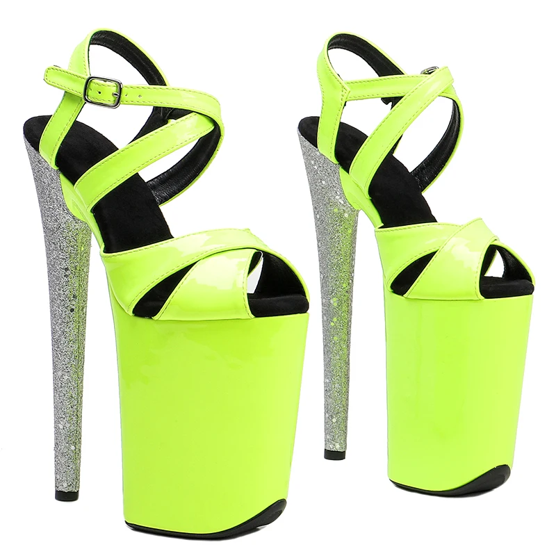 

Leecabe 23CM/9inches PU upper Sexy High Heels Sandals Fashion Open Toe Shoes Females Thin Heels Platform sandals 1B