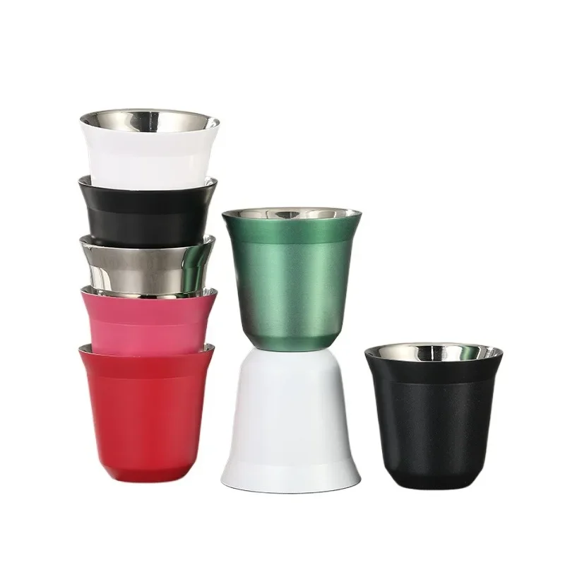 80ml Double Wall Stainless Steel Espresso Cup  Nespresso Pixie Insulation Coffee CupShape Cute  Capsule Thermo Cup Coffee Mugs 1