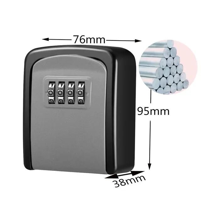 Weatherproof Wall-mounted Key Safe Password Key Box Key Lock Box No4 Combination Key Storage Lock Box Indoor and Outdoor 3