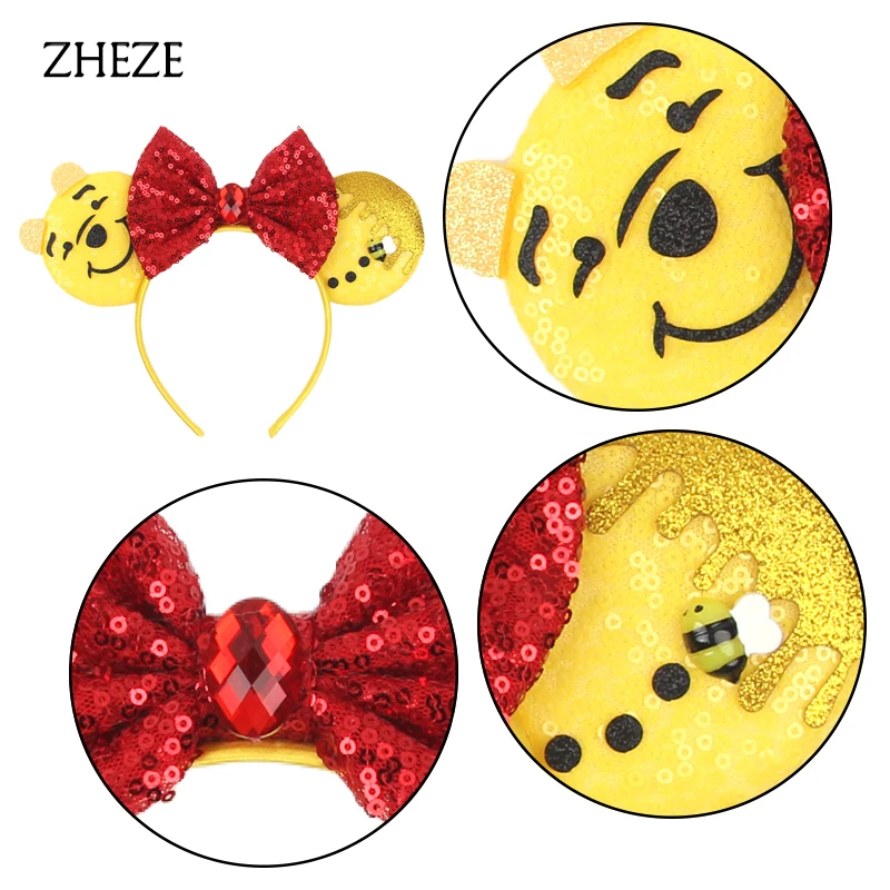 2026 Löwen-Charakter Mausohren-Stirnband für Kinder Party Festival Cosplay Tierwelt Haaraccessoires Pailletten Schleife Haarband – Detail 14