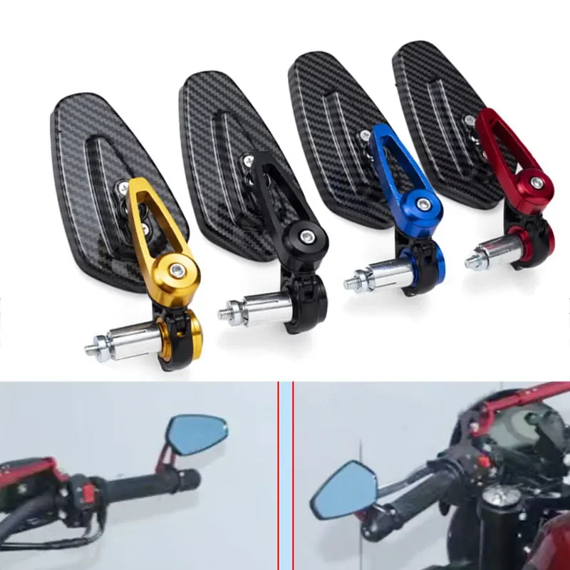

7/8" 22mm Motorcycle Rearview Mirror Carbon Fiber Pattern Handlebar Mirror Modified Inverted Rear Mirror Motorbike Accessories