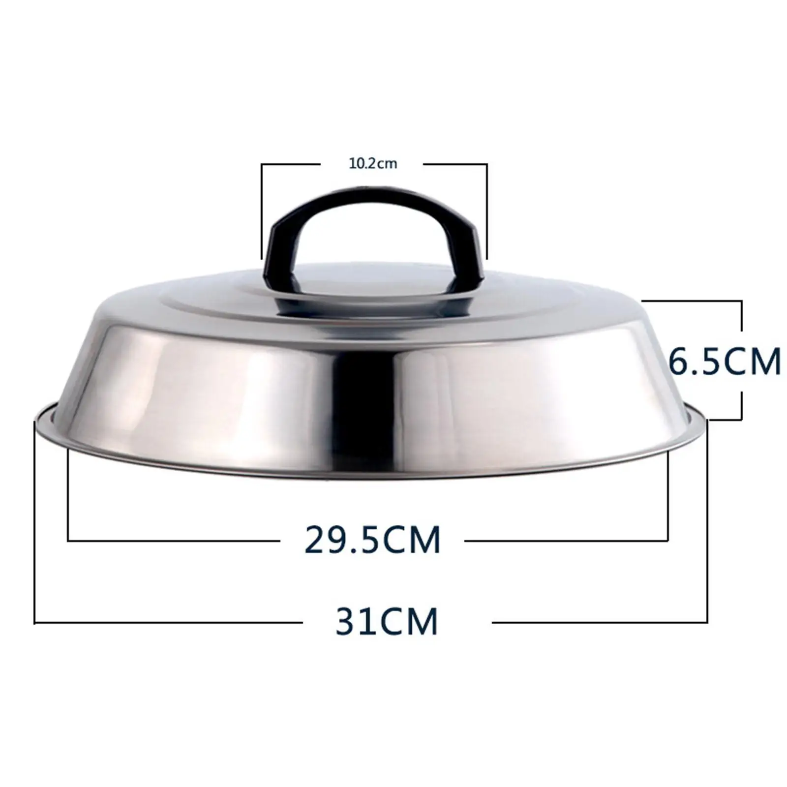 Burger Cover Round Griddle with Handle Stainless Steel Cheese Melting Dome For BBQ Steak Cooking Steaming 31CM
