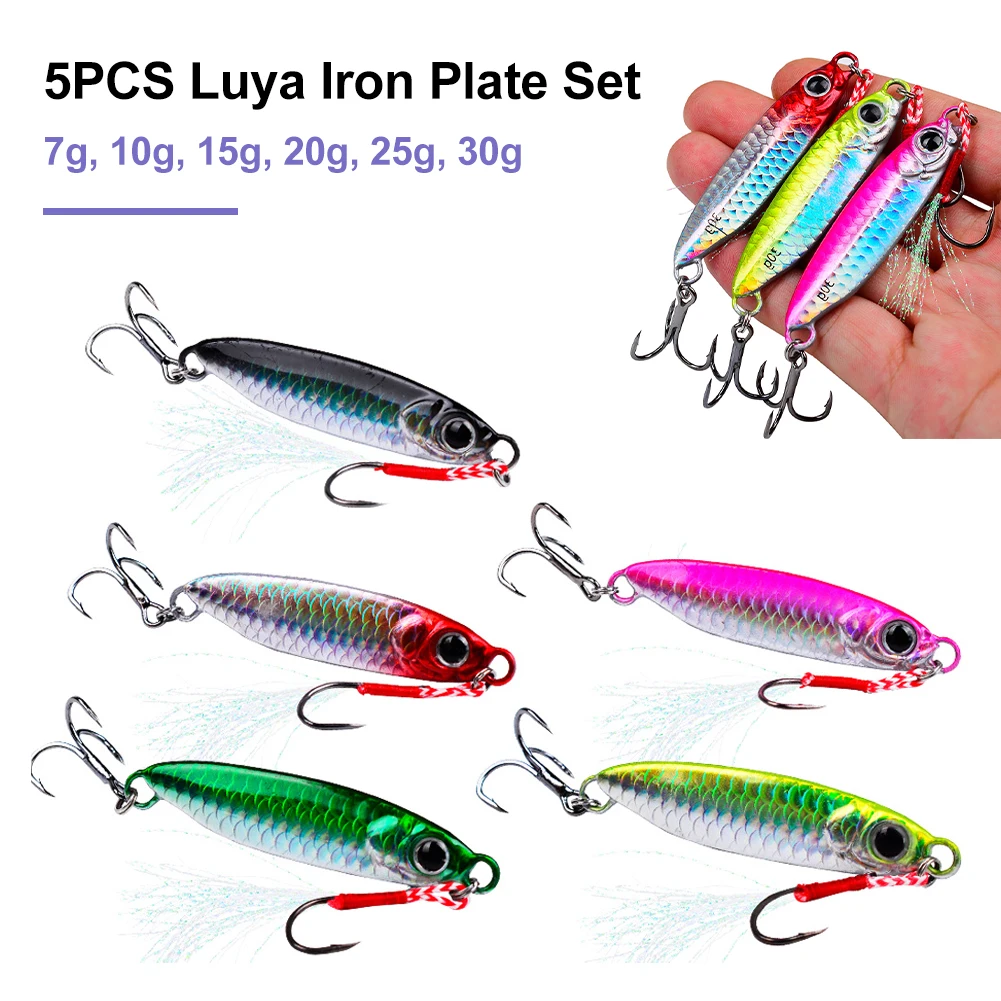 

5Pcs Long Casting Lure Jig Jigging Spoon Set 7-30g Bait Tackle Sea Fishing Boat Fishing Artificial Lure Fishing Accessories