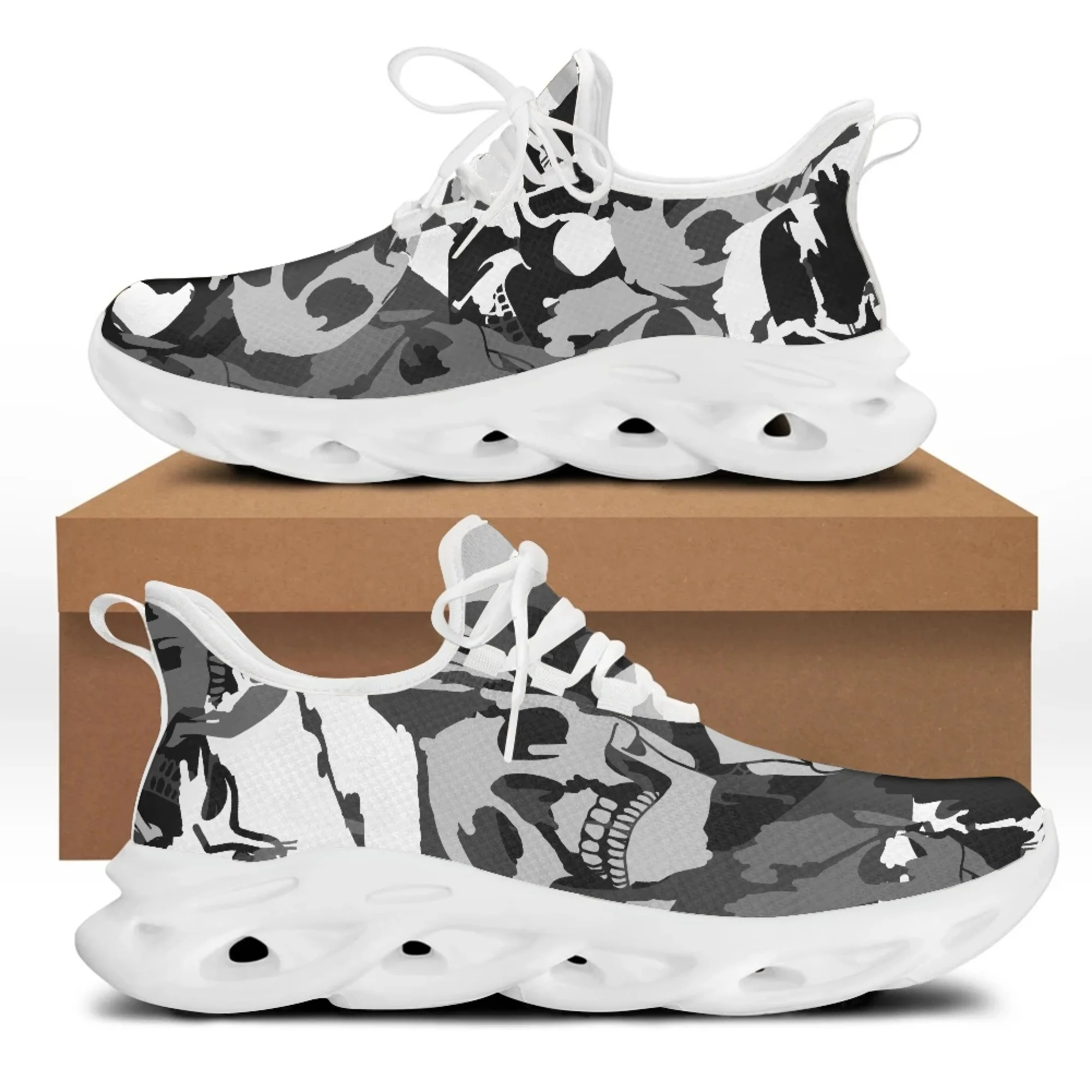 Yikeluo Sugar Skulls Design Casual Mesh Swing Sneakers Women Breathable Platform Shoes Lace up Shoes Footwear Zapatillas Mujer