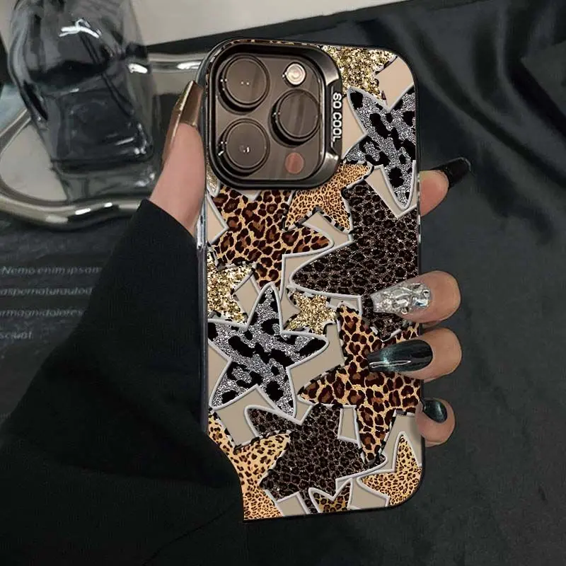 Leopard Print Star Phone Case - Stylish and Durable Design