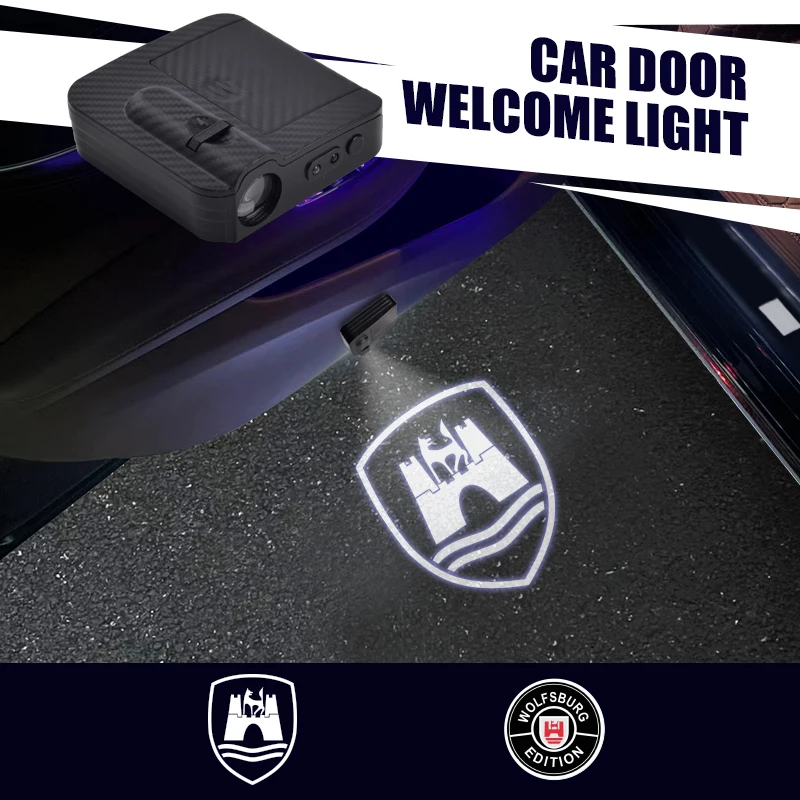 Автомобильная лампа проектора Wolfsburg издание значок для Touareg Santana Passat Golf Polo Tiguan Внутреннее освещение женское беспроводное подключение