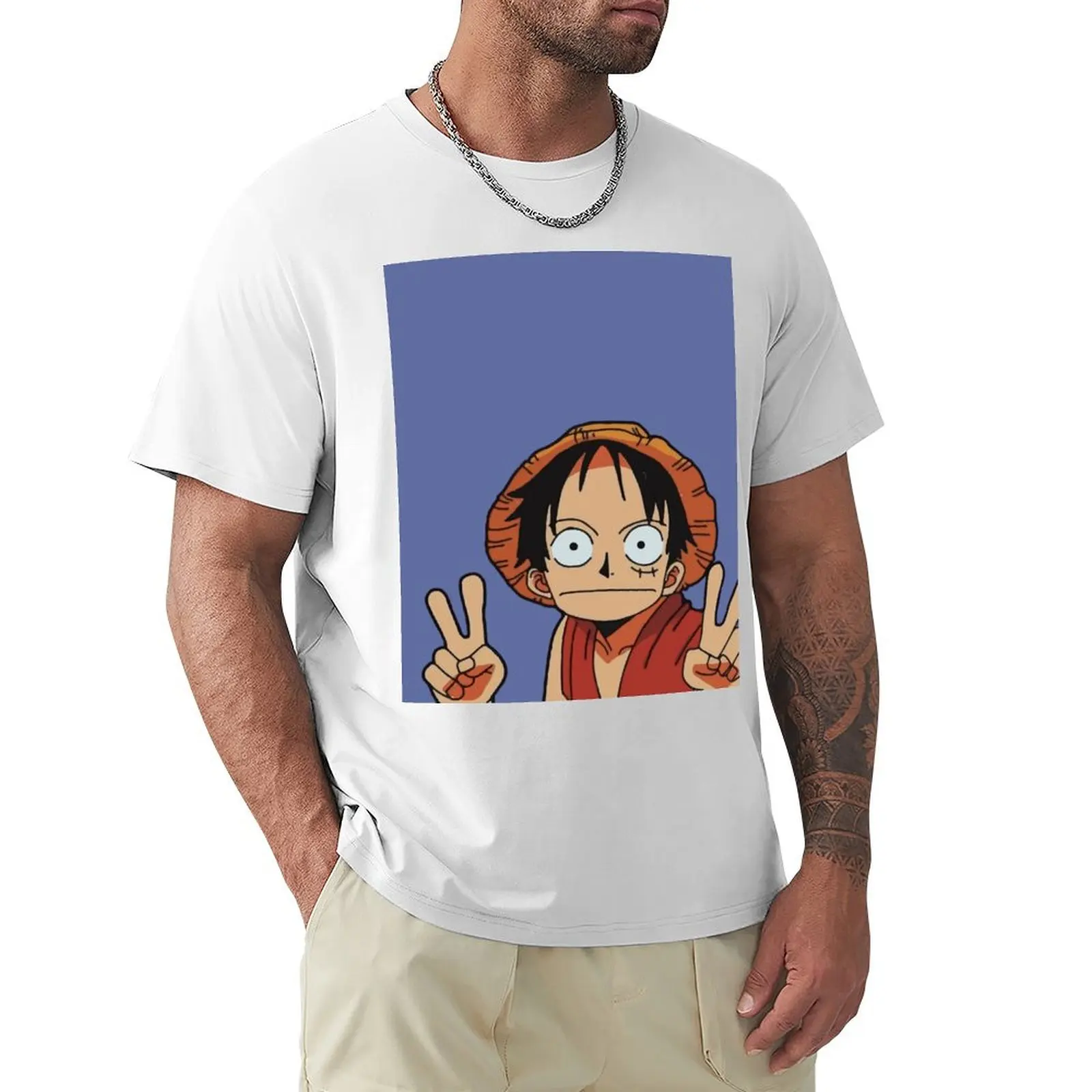 

Luffy's Unamused Victory T-Shirt tops funnys plus size tops sweat Men's clothing