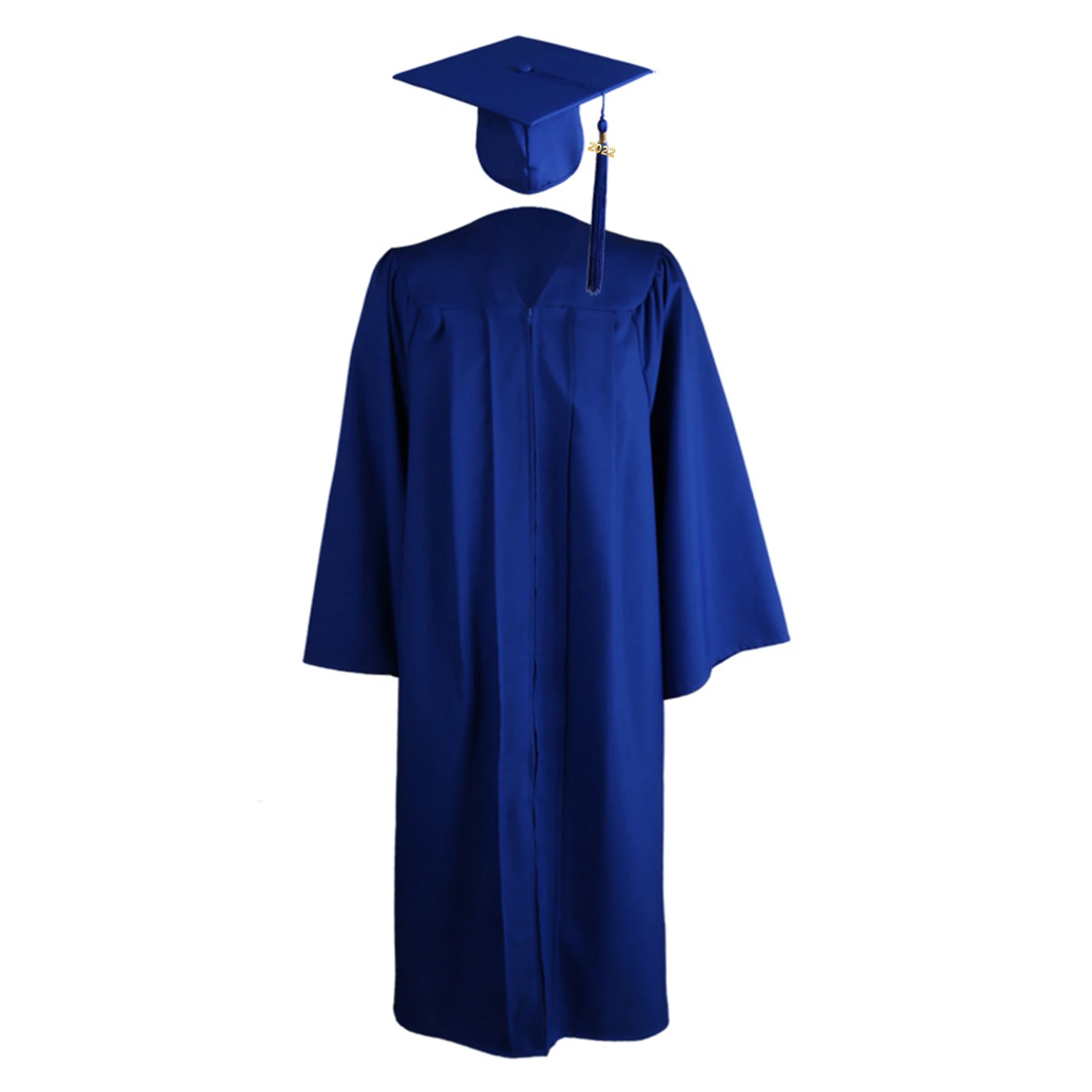Adult Zip Closure University Academic Graduation Gown Robe Mortarboard Cap