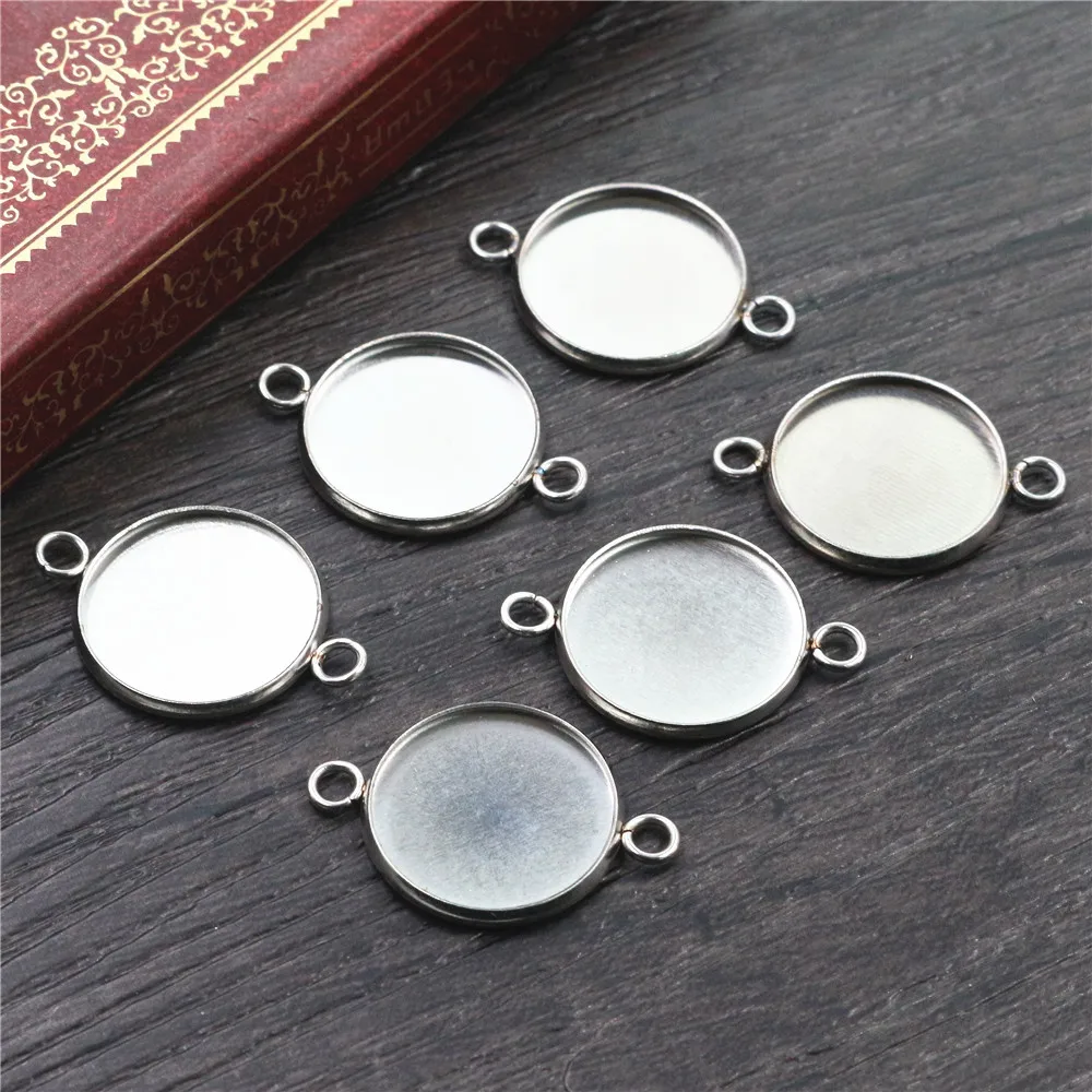 (절대 페이드) 14mm 16mm 18mm 20pcs 스테인레스 스틸 3 스타일 카메오 설정 카보 숑베이스 매력 펜던트 고품질