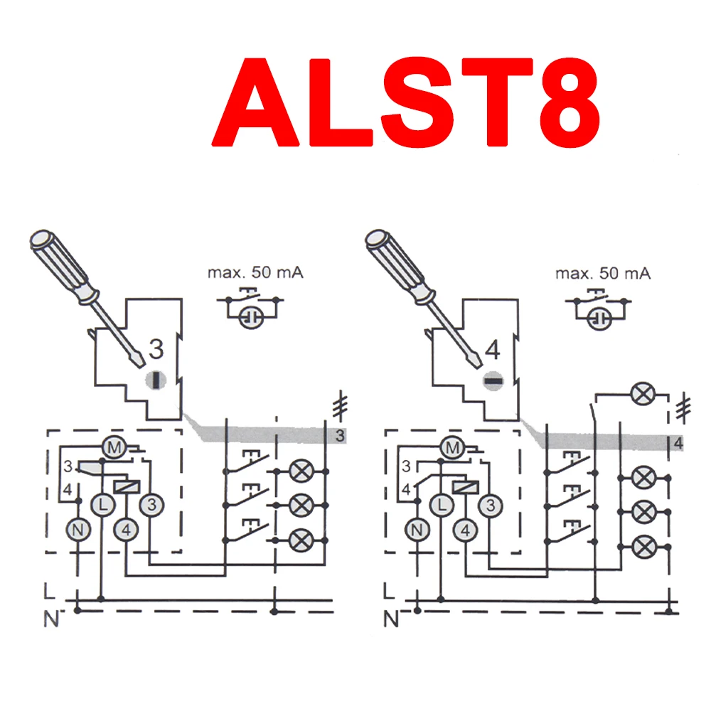 DIN Rail Timer Switch for Staircase Lighting Controller ALC18 1-20 Minutes Interval 18mm Single Module ALST8 1-7 minutes 3