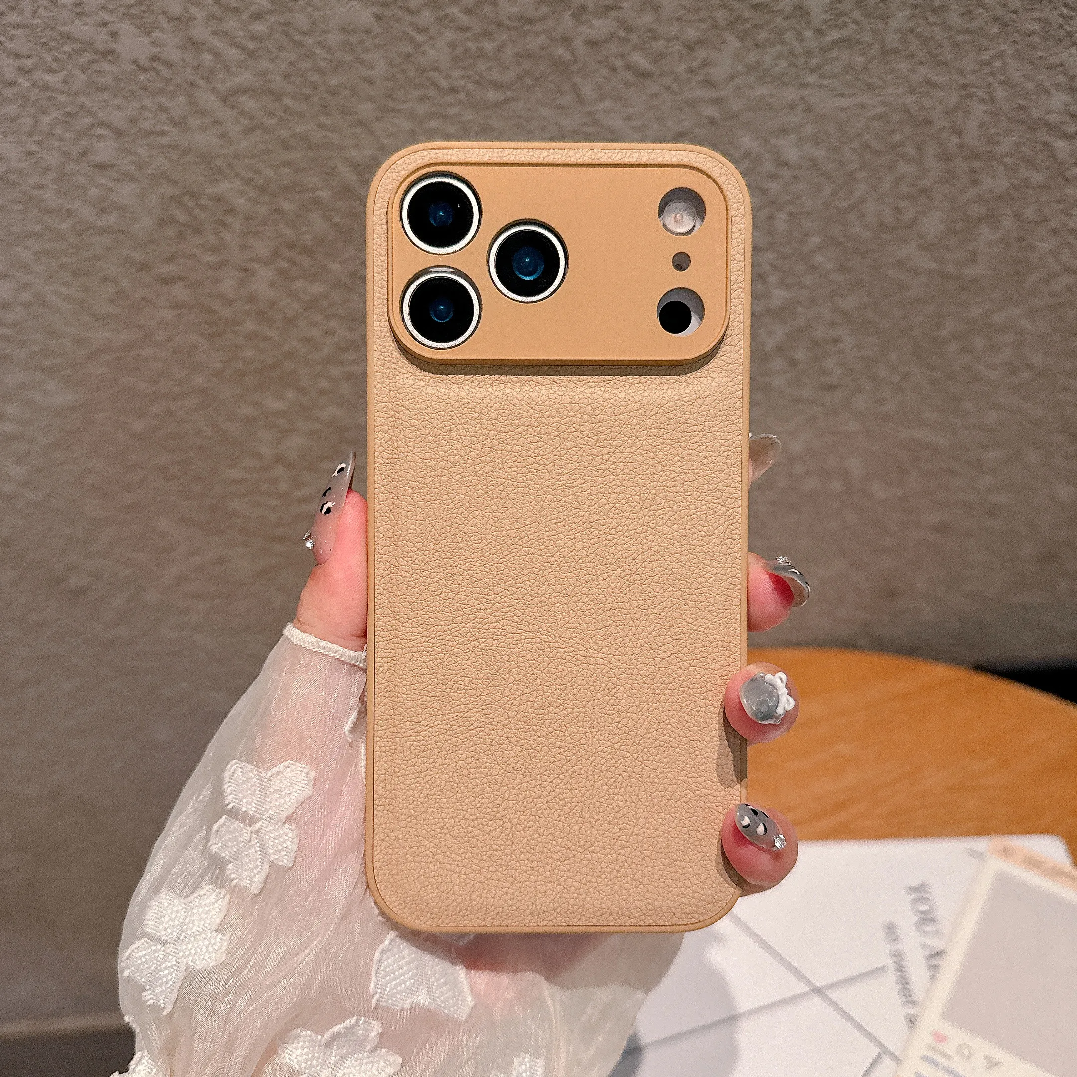 Luxury Retro Litchi Leather Texture Shockproof Matte Phone Case