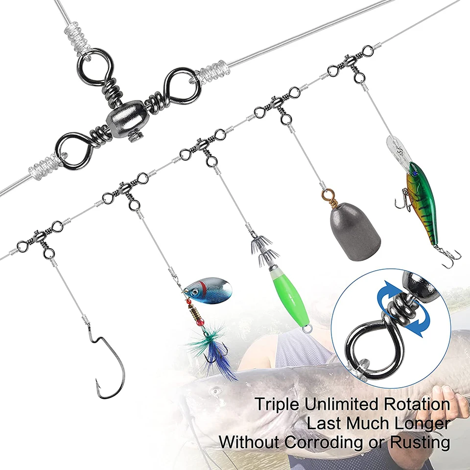Hameçon de Pêche 30/50 pièces connecteur de pêche Trois Voies Baril