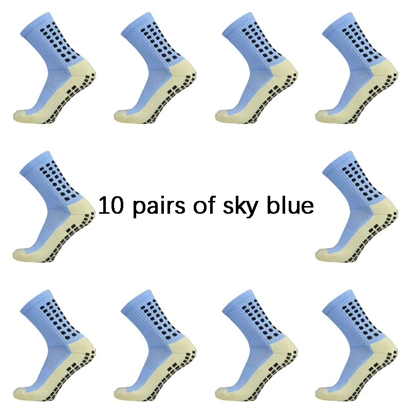 Men Womens Football Socks Cotton Square Silicone Suction Cup Grip Anti Slip Soccer Sports Rugby Socks Tennis 10 Pairs/lot