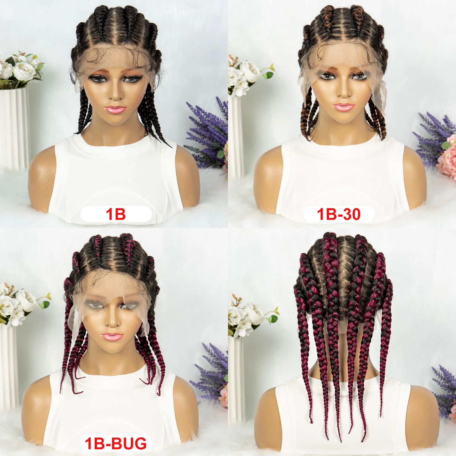 KIMA Full Lace Cornrow Box Braided Wig Synthetic Lace Front Wigs for Africa Women Men Braids Wig with Baby Hair Braiding Wigs lace front wig lace wigs womens synthetic wigs synthetic wigs
