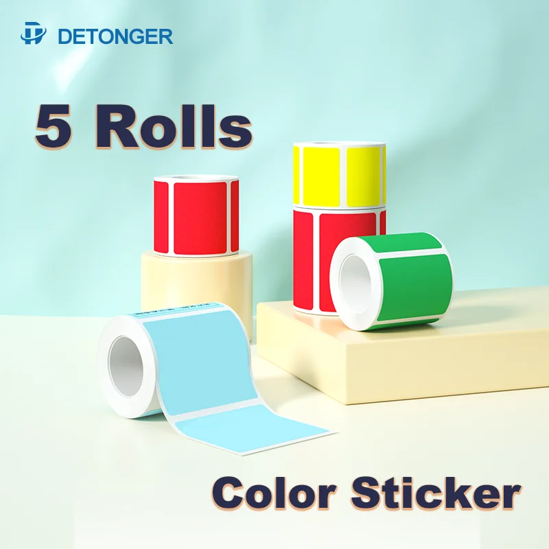 Color Adhesive Sticker for Detong DP23/DP30/80  5 Rolls Waterproof Anti-Oil Tear-Resistant Scratch-Resistant Label Paper
