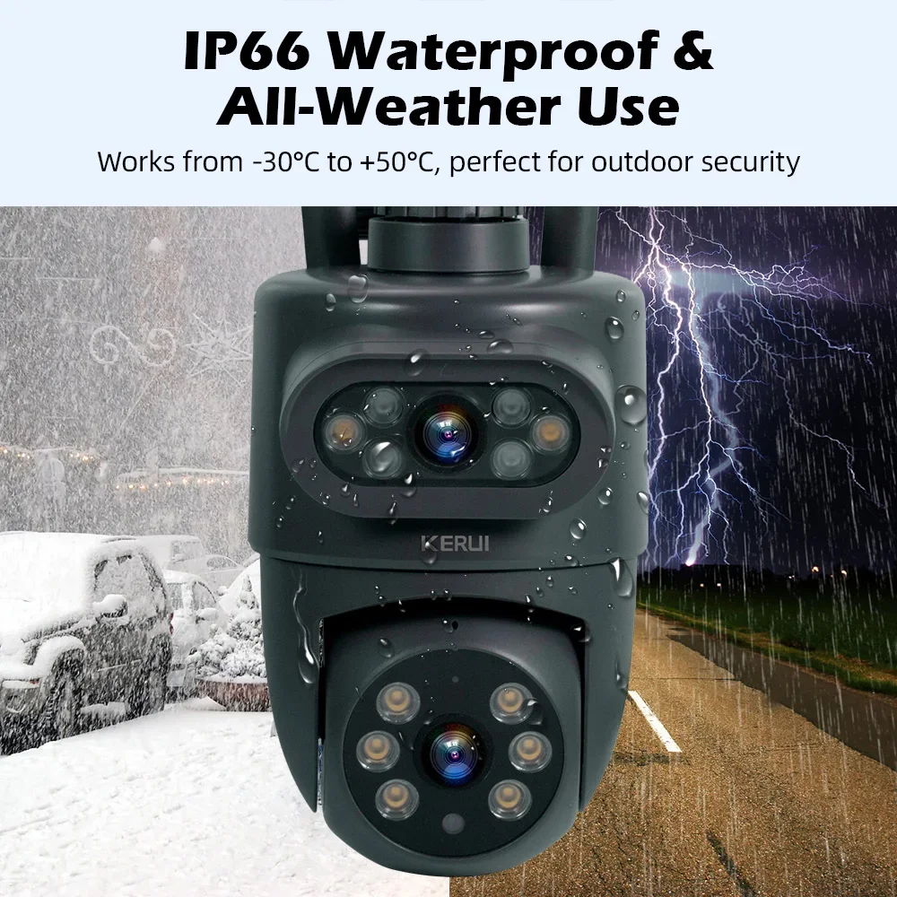 KERUI Outdoor 10MP 5K HD Dual Lens WiFi IP Camera Tuya Smart PTZ Wireless Home Security CCTV Video Surveillance Human Detection 4