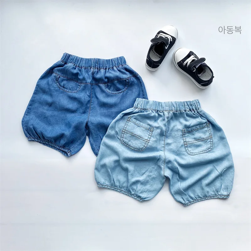 

Boys Denim Shorts 2024 Summer New Childrens Korean Version Trendy Pure Cotton Jeans for Small and Medium-sized Children