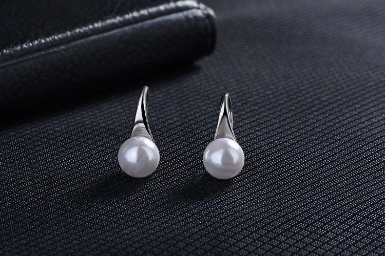 Pearl Earrings 925 Silver Needle Big Freshwater Pearl Round Sterling for Women
