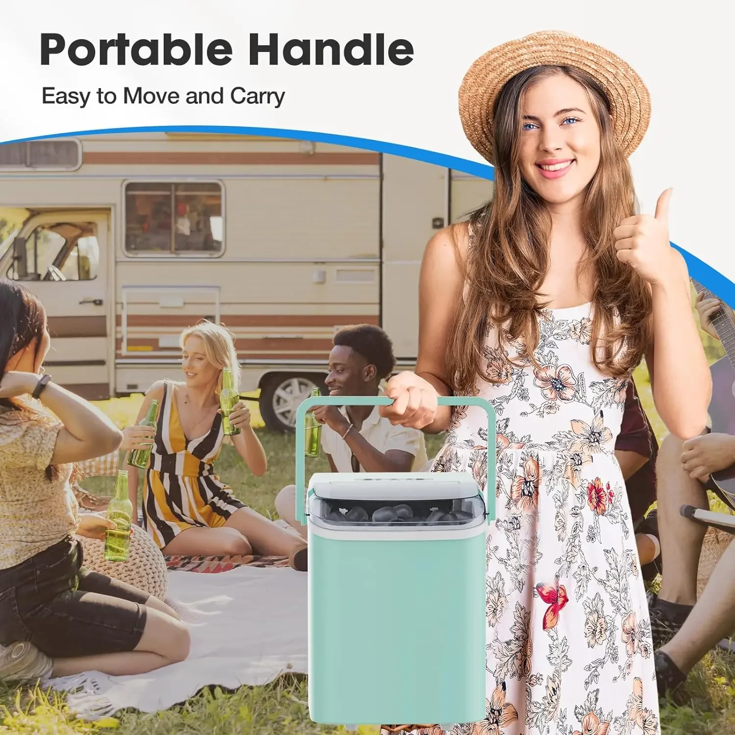 NEW Countertop Ice Maker, Portable Ice Machine Self-Cleaning, 9 Cubes in 6 Mins, 26.5lbs/24Hrs, 2 Sizes of Bullet