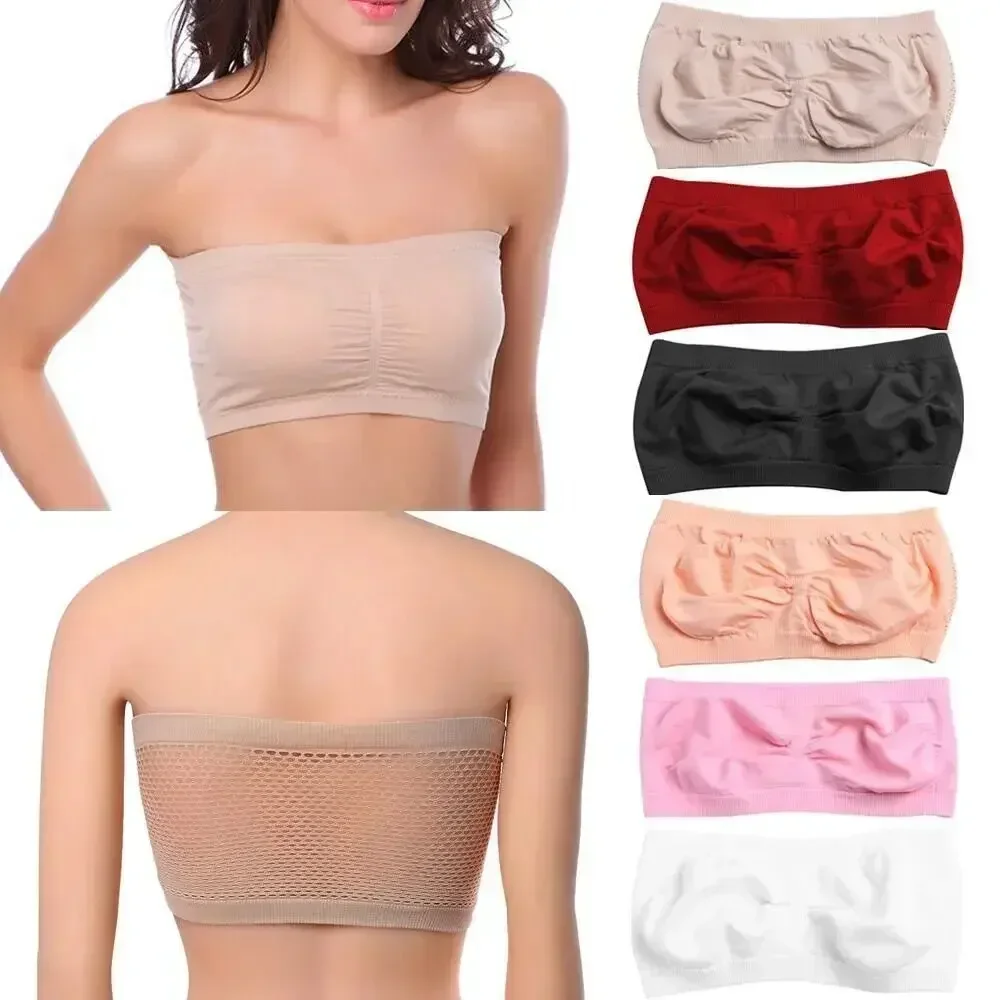Strapless Traceless Lingerie Women Fashion Solid Color Hollow Out Strapless Anti Glare Breathable One Size Fits All Tube Tops women tube tops