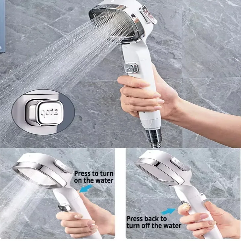 4 Modes Adjustable High Pressure Shower Head With Switch On Off Button Sprayer Water Saving Shower Nozzle Filter For Bathroom 6