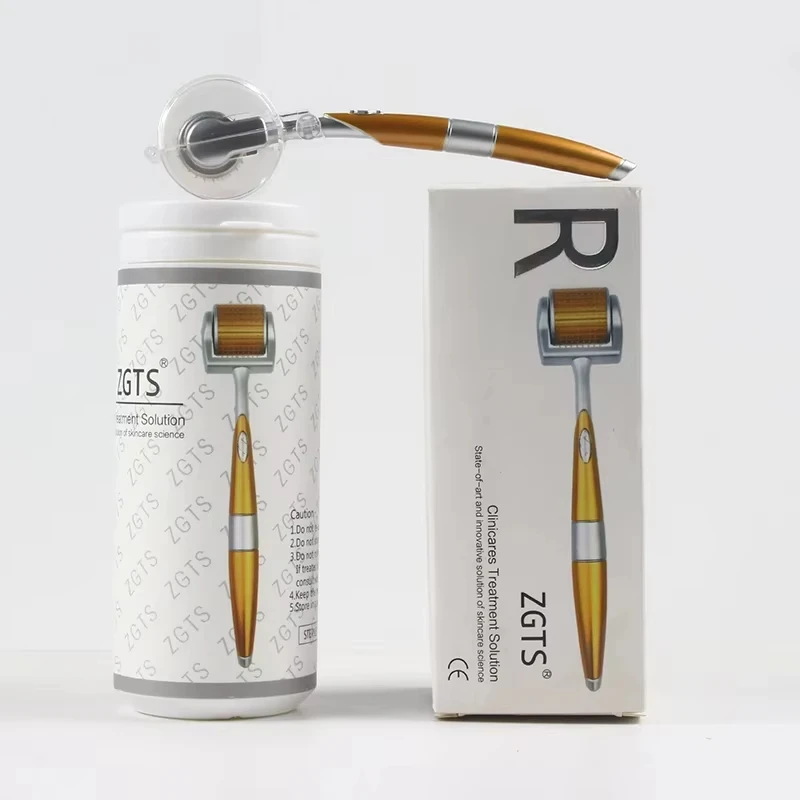 Gold Roller Professional Titanium ZGTS Derma Roller 192 Needles Beauty Tools skin care Device For Treatment Beard Hair Growth