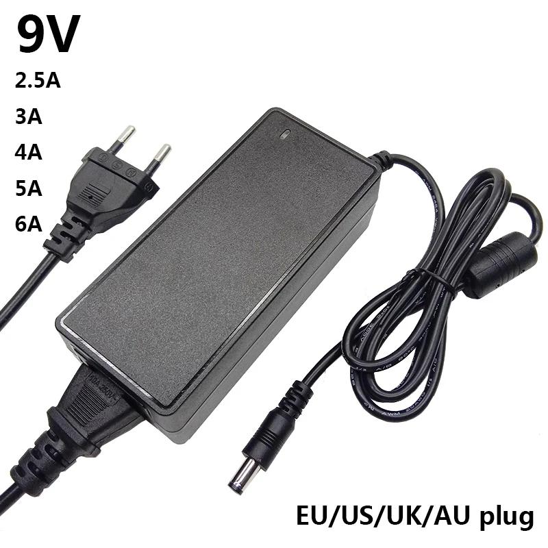 9 V 2.5A 3A 4A 5A 6A Alimentatore Universale 9 Volt Ac A Dc 100-240V 9 V 9 V6A 9 V5A 9 V4A Adattatore Di Commutazione Adattatore
