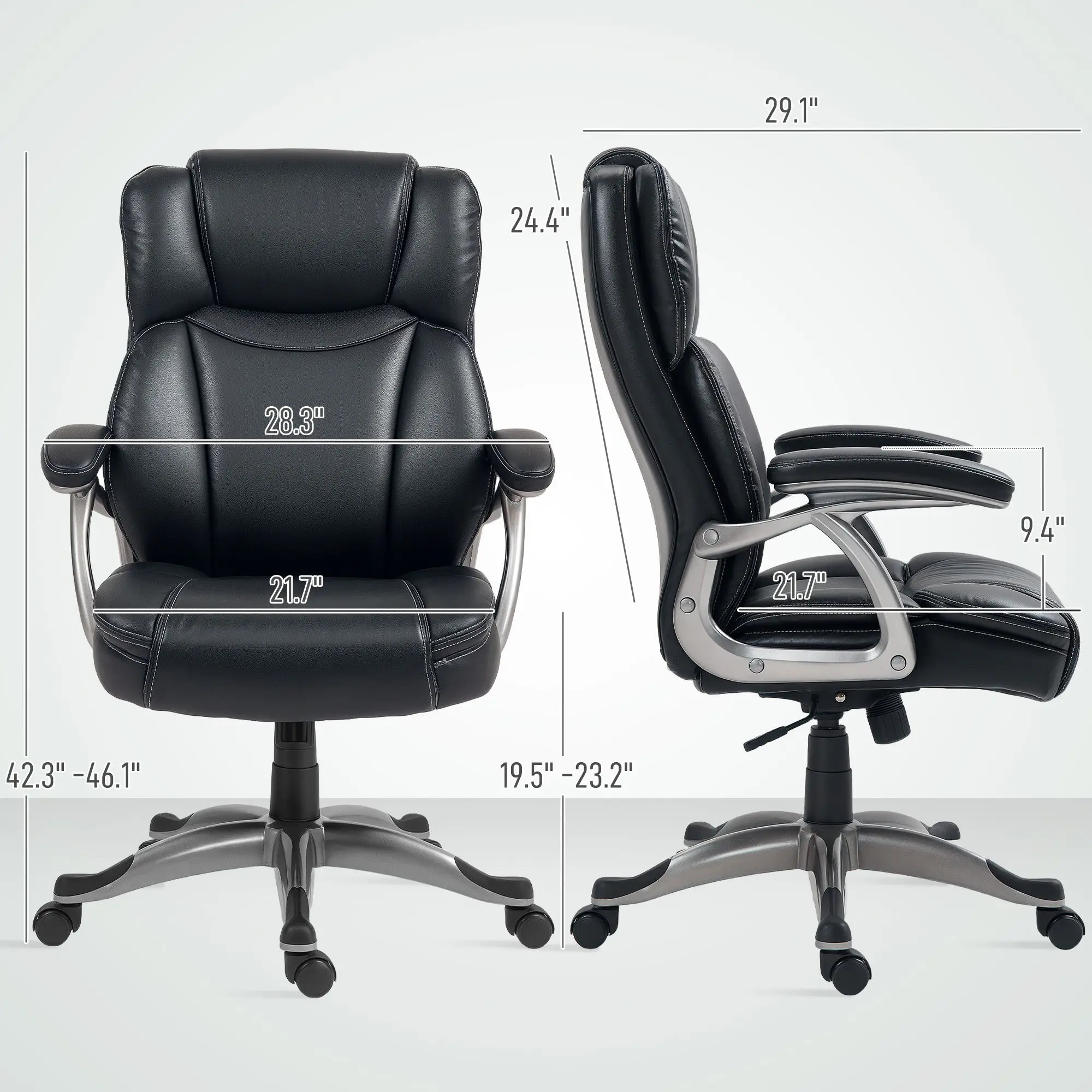 PU Leather Swivel Desk Chair – Adjustable Height & Tilt 3