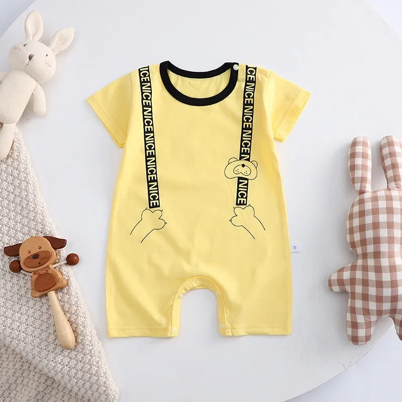 0-2 Years Infant Toddler Rompers Cotton Summer Baby Boys Thin Rompers Short Sleeve Newborn Cartoon Baby Girls Bodysuit
