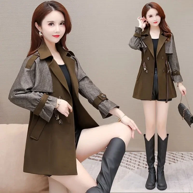 High-End Windbreaker Female Small 2022 Spring New Women's New Products Waist And Thin Stitching Button Top All-Match Coat Slim W