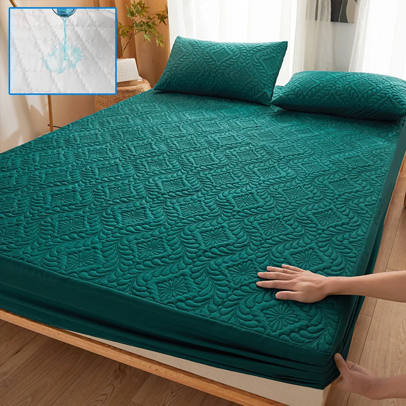 Waterproof Quilted Mattress Protector Breathable Mattress Cover Anti-mite Anti-bacterial Fitted Bed Sheet No Pillowcase 2