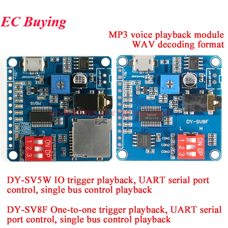 Modulo Vocale DY-SV5W Per Riproduzione Audio - Controllo Via UART, SD/TF E Amplificatore 5W
